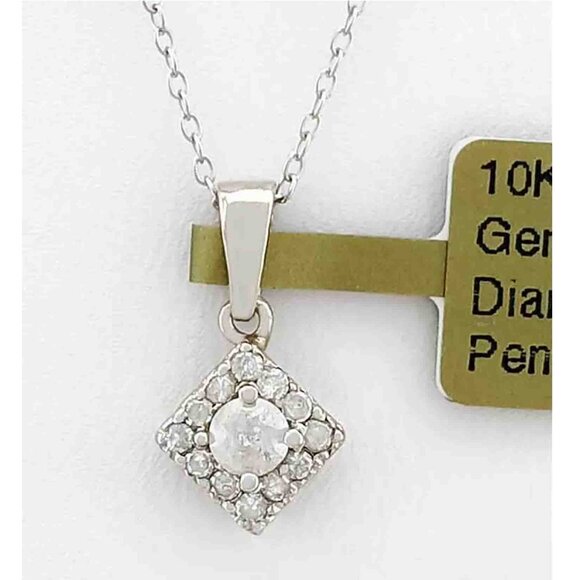 Genuine 0.32 Cts Diamond Pendant 10k White Gold